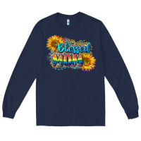 Navy Blessed mom Long Sleeve Tee - CowGirlArtShop