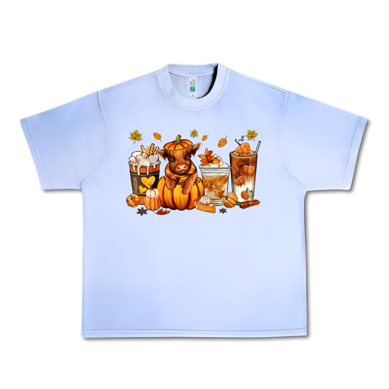 Fall Autumn Cow Pumpkin Coffee Cups Urban Heavy Tee by RanaPortraitStore | Teevron