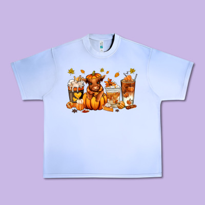 Fall Autumn Cow Pumpkin Coffee Cups Urban Heavy Tee Designed By Ranaportraitstore