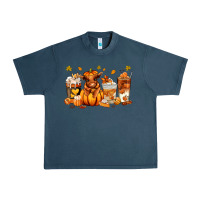 Midnight Navy Fall Autumn cow pumpkin coffee cups Urban Heavy Tee - RanaPortraitStore