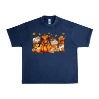 Navy Fall Autumn cow pumpkin coffee cups Urban Heavy Tee - RanaPortraitStore