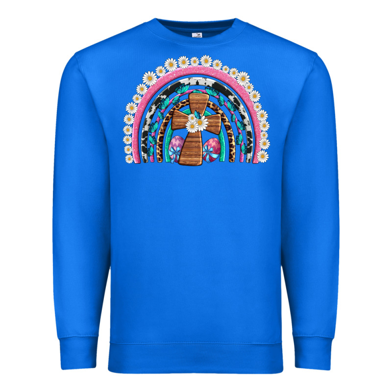 Easter Cross Daisy Egg Rainbow Premium Sweatshirt by Artiststas | Teevron