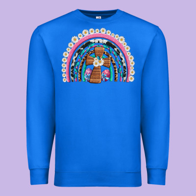 Easter Cross Daisy Egg Rainbow Premium Sweatshirt Designed By Artiststas