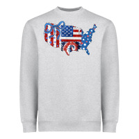 Heather Grey America map Heavyweight Sweatshirt - CowhideDigitalArt