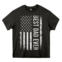 Asphalt Father's Day Best Dad Ever American Flag Heavy Core Tee - minhPixels