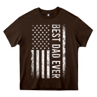 Chocolate Brown Father's Day Best Dad Ever American Flag Heavy Core Tee - minhPixels