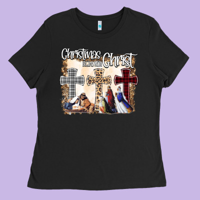 Christmas Begins With Christ Ladies Tee Designed By Bettercallsaul