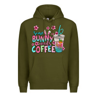 Army Green some bunny needs coffee easter Premium Hoodie - Jasminsmagicworld