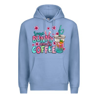 Colony Blue some bunny needs coffee easter Premium Hoodie - Jasminsmagicworld