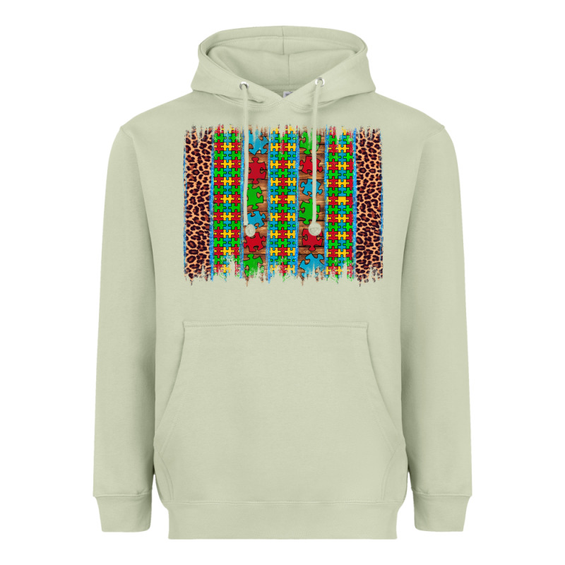 Autism Awareness Leopard Puzzle Brush Stroke Heavyweight Hoodie by Artiststas | Teevron