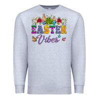 Heather Grey easter vibes and butterfly with bunny and flowers Premium Sweatshirt - Artiststas