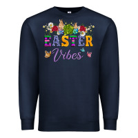 Navy easter vibes and butterfly with bunny and flowers Premium Sweatshirt - Artiststas