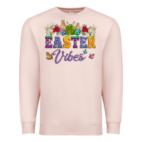 Pale Pink easter vibes and butterfly with bunny and flowers Premium Sweatshirt - Artiststas