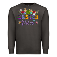Easter Vibes And Butterfly With Bunny And Flowers Premium Sweatshirt | Teevron