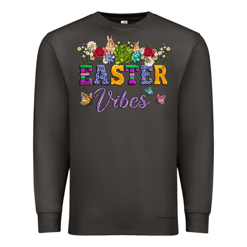 Easter Vibes And Butterfly With Bunny And Flowers Premium Sweatshirt by Artiststas | Teevron