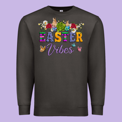 Easter Vibes And Butterfly With Bunny And Flowers Premium Sweatshirt Designed By Artiststas