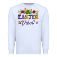 White easter vibes and butterfly with bunny and flowers Premium Sweatshirt - Artiststas
