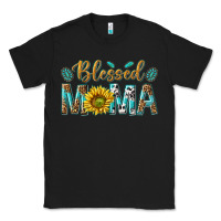 Black Western Blessed Mama with Leopard and Sunflower Classic Tee - texasbilliewilder