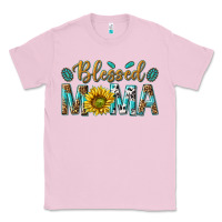 Bubblegum Pink Western Blessed Mama with Leopard and Sunflower Classic Tee - texasbilliewilder