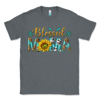 Charcoal Heather Western Blessed Mama with Leopard and Sunflower Classic Tee - texasbilliewilder