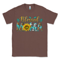 Chestnut Western Blessed Mama with Leopard and Sunflower Classic Tee - texasbilliewilder