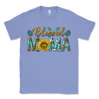 Colony Blue Western Blessed Mama with Leopard and Sunflower Classic Tee - texasbilliewilder