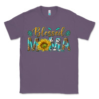 Lavender Western Blessed Mama with Leopard and Sunflower Classic Tee - texasbilliewilder