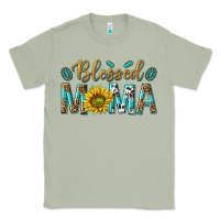 Matcha Western Blessed Mama with Leopard and Sunflower Classic Tee - texasbilliewilder