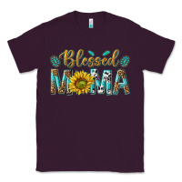 Plum Western Blessed Mama with Leopard and Sunflower Classic Tee - texasbilliewilder