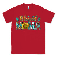 Red Western Blessed Mama with Leopard and Sunflower Classic Tee - texasbilliewilder