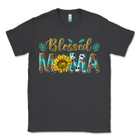 Smoke Western Blessed Mama with Leopard and Sunflower Classic Tee - texasbilliewilder