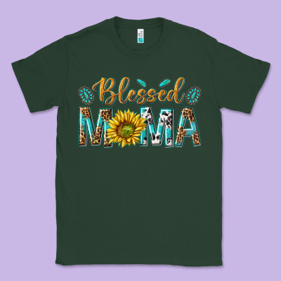 Western Blessed Mama With Leopard And Sunflower Classic Tee Designed By Texasbilliewilder