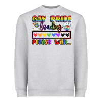 Heather Grey gay pride loading please wait Heavyweight Sweatshirt - LillyAllenDesigns