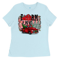 Baby Blue Farm Life Christmas Ladies Tee - Bettercallsaul