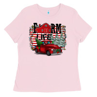 Bubblegum Pink Farm Life Christmas Ladies Tee - Bettercallsaul