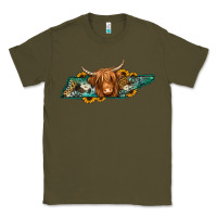 Army Green tennessee map long haired cow Classic Tee - Jasminsmagicworld