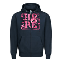Navy hope breast cancer awareness ribbon Zipper Hoodie - LillyAllenDesigns