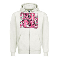 Oatmeal Heather hope breast cancer awareness ribbon Zipper Hoodie - LillyAllenDesigns
