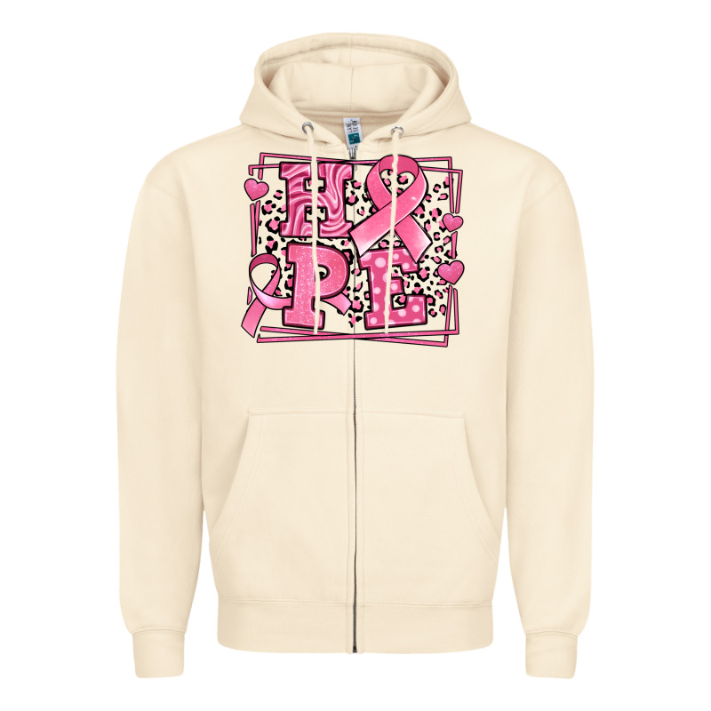 Hope Breast Cancer Awareness Ribbon Zipper Hoodie by LillyAllenDesigns | Teevron