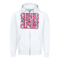White hope breast cancer awareness ribbon Zipper Hoodie - LillyAllenDesigns