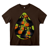 Chocolate Brown Black Cat Halloween Teardrop Heavy Core Tee - LillyAllenDesigns