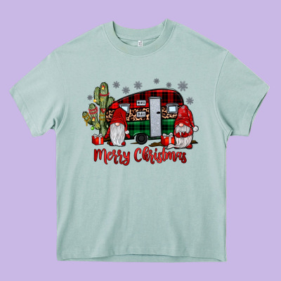 Merry Christmas Gnome Caravan Heavy Core Tee Designed By Jahusdesignshop