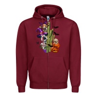 Burgundy halloween cows Zipper Hoodie - LillyAllenDesigns