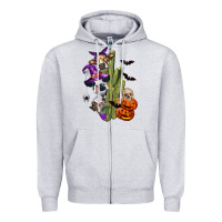 Heather Grey halloween cows Zipper Hoodie - LillyAllenDesigns