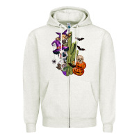 Oatmeal Heather halloween cows Zipper Hoodie - LillyAllenDesigns