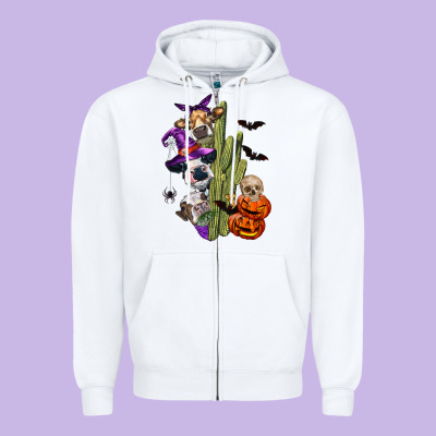Halloween Cows Zipper Hoodie Designed By Lillyallendesigns