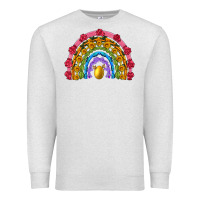Oatmeal Heather easter and spring with flowers carrots butterfly and sunflower rainbow Premium Sweatshirt - Artiststas