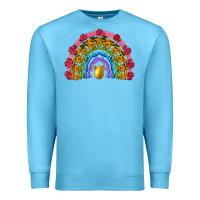 Ocean Blue easter and spring with flowers carrots butterfly and sunflower rainbow Premium Sweatshirt - Artiststas