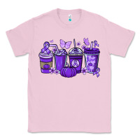 Bubblegum Pink Cancer coffee cups purple ribbon Classic Tee - NancyCooperArtShop