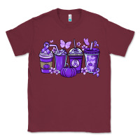 Burgundy Cancer coffee cups purple ribbon Classic Tee - NancyCooperArtShop